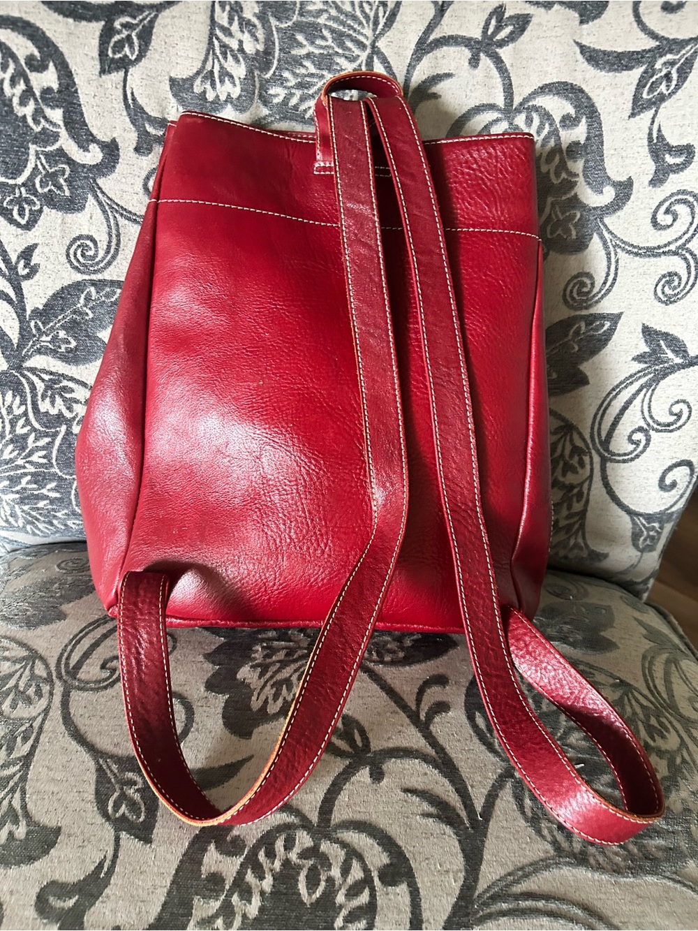 Sundance Red Leather Backpack Tote Convertible Bag like NEW - Picture 3 of 8